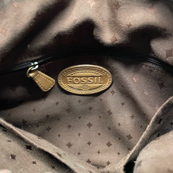 Fossil Camel Brown Leather Sling Crossbody Shoulder messenger bag - Picture 15 of 15